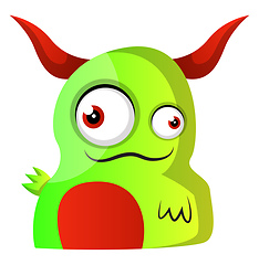 Image showing Green monster with red horns illustration vector on white backgr