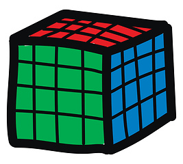 Image showing Rubik\'s cube 4x4 illustration vector on white background 