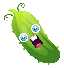 Image showing Stunned cartoon cucumber illustration vector on white background