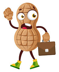 Image showing Peanut walking with briefcase, illustration, vector on white bac