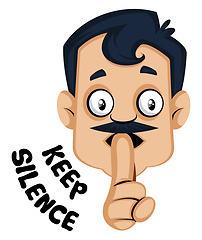 Image showing Man is is showing keep silence gesture, illustration, vector on 