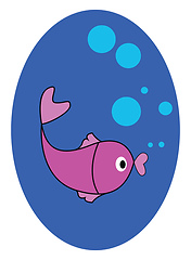 Image showing Pink fish illustration vector on white background 