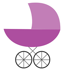 Image showing A purple baby carriage vector or color illustration