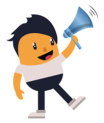 Image showing Man speak on megaphone, illustration, vector on white background