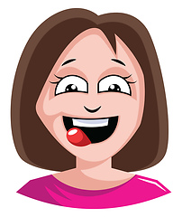 Image showing Woman is craving some delicious food illustration vector on whit