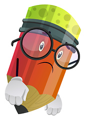 Image showing Red pencil look disappointed illustration vector on white backgr