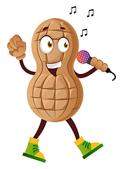 Image showing Peanut sing on the microphone, illustration, vector on white bac