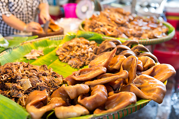 Image showing Cooked pork selling in wet market