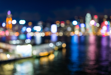 Image showing Blur view of Hong Kong landmark at night