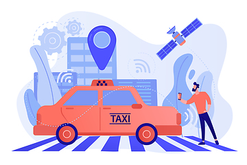 Image showing Autonomous taxi concept vector illustration.