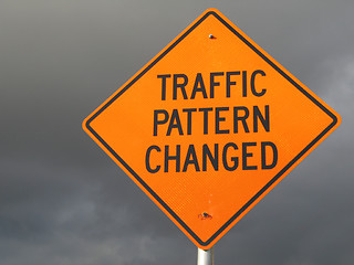 Image showing traffic pattern changed sign