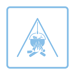 Image showing Icon of fire and fishing pot