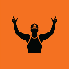 Image showing Football fan with hands up icon