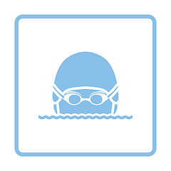 Image showing Swimming man head icon