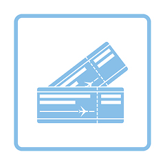 Image showing Two airplane tickets icon