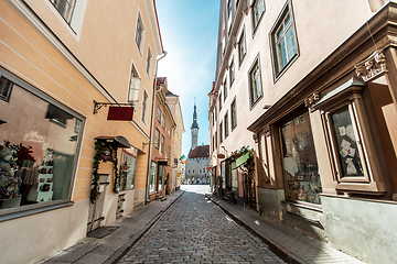 Image showing Tallinn old city street going to town hall square