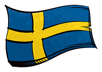 Image showing Painted Sweden flag waving in wind