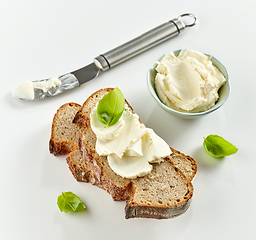 Image showing bread slices with cream cheese