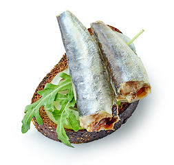 Image showing canned sardine on bread slice