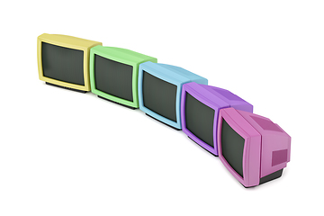 Image showing Five retro televisions