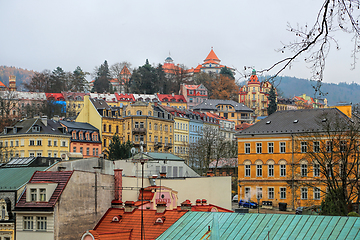 Image showing Cityscape of Karlovy Vary in the late autumn time, Czech Republi