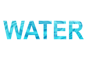 Image showing Word WATER with blue abstract water pattern