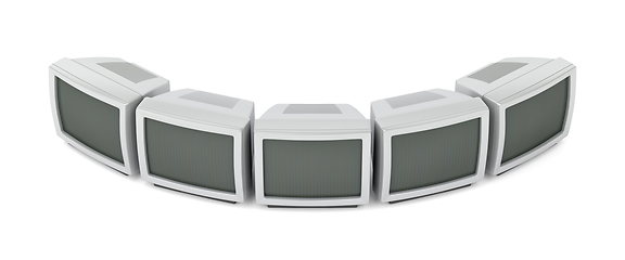 Image showing Five retro televisions