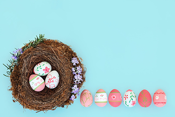 Image showing Easter Eggs in a Birds Nest Abstract Design 