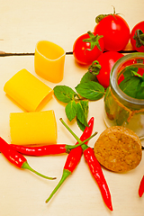 Image showing Italian pasta paccheri with tomato mint and chili pepper