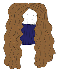Image showing Long haired girl with a scarf illustration vector on white backg