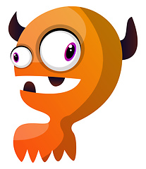 Image showing Orange monster with horns illustration vector on white backgroun