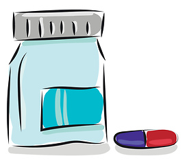 Image showing Medical pills and bottle illustration vector on white background