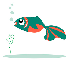 Image showing Green and orange colored fish vector illustration 