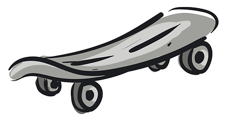 Image showing Grey skateboard with grey wheels illustration vector on white ba