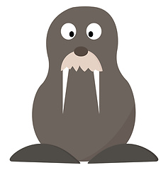 Image showing A big grey walrus vector or color illustration