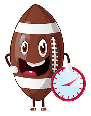Image showing Rugby ball holding clock, illustration, vector on white backgrou