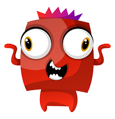 Image showing Red dancing monster with a crown illustration vector on white ba