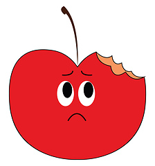 Image showing Emoji of a sad half-bitten apple vector or color illustration