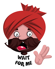 Image showing Man with turban is showing stop gesture with hand, illustration,