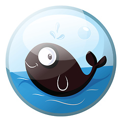 Image showing Cartoon character of a brown fish smiling in the water vector il