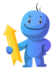 Image showing Blue cartoon caracter with yellow direction sign illustration ve