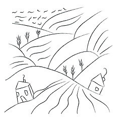 Image showing Line art of an quite village vector or color illustration