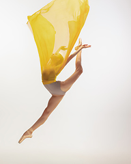 Image showing Young graceful tender ballerina on white studio background