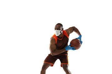 Image showing Sportsman in protective mask, coronavirus treatment illustration concept