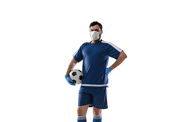 Image showing Sportsman in protective mask, coronavirus treatment illustration concept