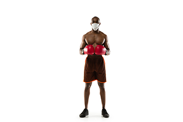 Image showing Sportsman in protective mask, coronavirus treatment illustration concept