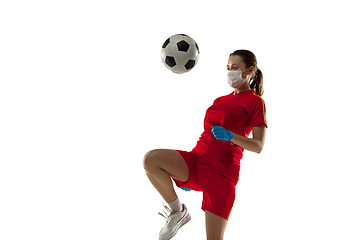 Image showing Sportswoman in protective mask, coronavirus treatment illustration concept