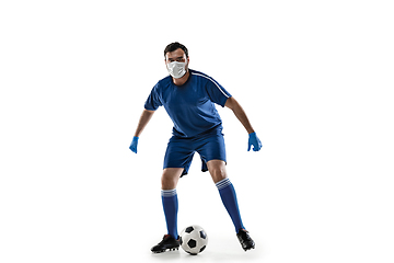 Image showing Sportsman in protective mask, coronavirus treatment illustration concept