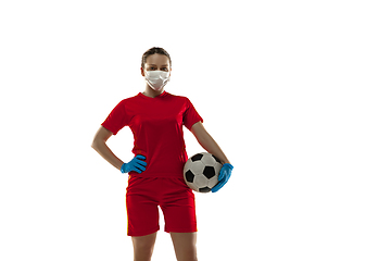 Image showing Sportswoman in protective mask, coronavirus treatment illustration concept