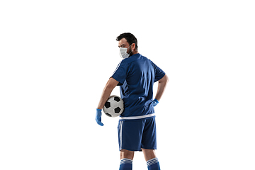 Image showing Sportsman in protective mask, coronavirus treatment illustration concept